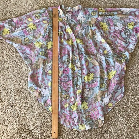 Badgley Mischka Floral Chiffon Sheer Blouse Tunic Top Women’s L/XL - Picture 15 of 16